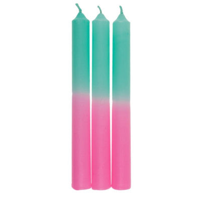 3 Bougies En Bâton Dégradé Rose/turquoise - 20 Cm