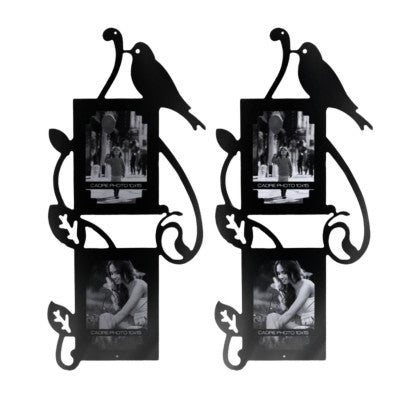 Deux Cadres Photos Oiseaux - En Plastique Noir - Peuvent S'assembler