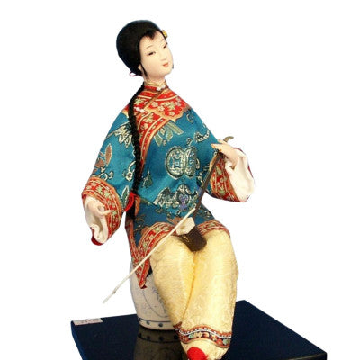 Figurine Chinoise - Musicienne Avec Instrument à Cordes