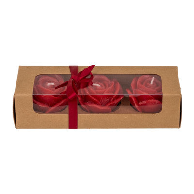 Lot De 3 Bougies En Forme De Rose Rouge