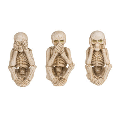 Lot De 3 Squelettes "Ne Rien Dire, Entendre Et Voir" En Résine
