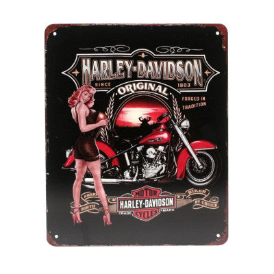 Plaque De Déco Moto - Harley Davidson - 25 X 20 Cm