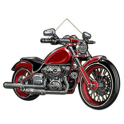 Plaque Métal En Forme De Moto - 70 X 20 Cm