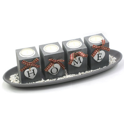 Porte Bougies Gris Home